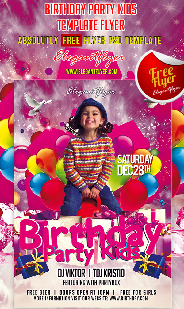 Birthday Party Kids Club And Party Free Flyer Psd Template