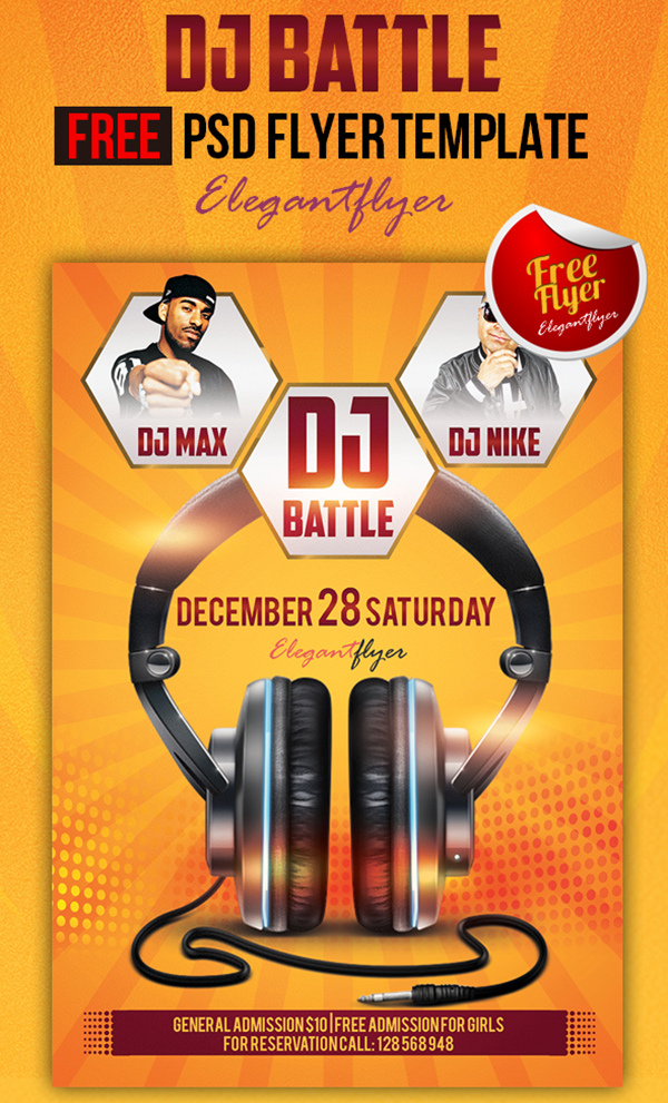 Dj Battle Club And Party Free Flyer Psd Template